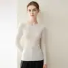 Suéter feminino de cashmere % cashmere puro de cabra, novo outono e inverno, gola redonda, pulôver, corte slim, manga longa, camada base, suéter quente