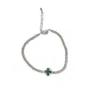 Estilo Coreano Exquisito Versátil Moda Simples Corrente de Metal Totalmente Cravejado Flor de Quatro Folhas Pulseira Luxo Leve Doce Joias de Alta Qualidade