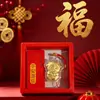 Chaveiro de ouro maciço Flor-dinheiro do Ano da Ovelha, pingente de celular com cordão vermelho para o ano zodiacal, presente, fonte atacadista