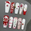 Uñas Vestibles Navideñas de Venta Caliente Transfronterizas, Uñas Color Rosa Perla Estilo Francés Blanco, Colección Desmontable de Arte para Uñas Navideñas