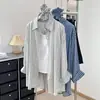 Camisa de Cuadros Estilo Perezoso con Protección Solar para Mujeres Ligeramente Gorditas, Camisa Fina de Manga Larga para Primavera y Verano que Cubre el Vientre, Top Versátil para Usar como Exterior