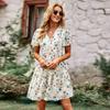 Diseño de I+D Independiente Estación Europea Amazon Vestido de Moda Country con Temperamento Falda Estampada Cuello en V Primavera y Otoño 2025