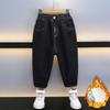 Pantalones de Invierno de Mezclilla con Forro Polar para Niño, Pantalones Casuales Cálidos y Gruesos Elegantes para Niños, Pantalones Largos de Moda para Niños Pequeños y Niños Jóvenes