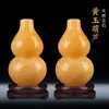 Tallado en piedra natural cruda artesanía de jade beige regalo adornos de calabaza de topacio decoraciones de tallado de jade afortunado y de buena suerte
