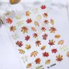 Adesivos de Unha Folha de Bordo Flamejante com Estampagem Dourada com Adesivo Plano Versátil Outono e Inverno Folha de Bordo Adesivos de Arte para Unhas DIY Acessórios Estilo Sl