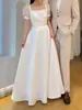 Vestido de novia ligero estilo coreano con escote cuadrado de satén, mangas cortas sencillas, sensación de alta gama, adecuado para fotografía de viajes al aire libre y banquetes, elegante vestido de novia para mujer, venta al por mayor