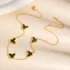 Popular Exquisito Collar de Mariposa con un Toque de Lujo Ligero y de Alta Gama, Moda Versátil Transfronteriza de Doble Cara, Collar Elegante de Nicho para Mujeres