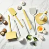 Juego de 7 Utensilios de Cocina de Silicona con Soporte de Almacenamiento, Espátula y Cuchara Antiadherentes de Grado Alimenticio, Herramientas de Cocina para el Hogar
