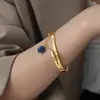 Pulsera de titanio y acero estilo retro antiguo, personalidad, lujo ligero, con colgante de piedra natural, joyería versátil, nueva, transfronteriza, europea y americana