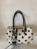Bolsa de mão grande de linho com bolinhas para mulheres, novo modelo 2026, bolsa de ombro tote de nicho de alta qualidade para o dia a dia