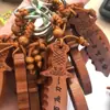 Colgante de Llave del Zodiaco de Madera de Durazno Colgadores de Talla de Madera Llavero Anti-pérdida de Mano Tejida