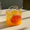 Taza Creativa con Forma de Bolsa Personalizada de Vidrio de Borosilicato para Té de Frutas en Reuniones al Aire Libre
