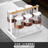 Juego para el Hogar de Vasos de Vidrio Estilo Tarjeta Borosilicato Alto Resistente al Calor Gran Capacidad Anillo de Madera de Gama Alta Taza de Té Antiescaldado