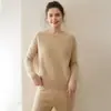Suéter Base de Punto de Cachemira con Cuello Redondo para Mujer, Suéter de Manga Larga, Holgado, Cómodo, Suave, Versátil, Cálido, con Mangas Raglán