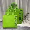 Bolsa Tote de Tela No Tejida con Estampado de Letras de Colores, Bolsa de Compras Laminada Simple en Inglés, Regalo Promocional para Tiendas de Ropa y Belleza