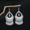 Pendientes Miao Étnicos de Borla Larga Estilo Nuevo, Pendientes Exagerados de Declaración de Moda Estilo Étnico de Plata Miao de Lujo Ligero