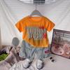 Roupas Infantis Trajes para Meninos 2025 Nova Moda Conjunto de Verão para Bebês, Crianças Conjunto Tendência de Duas Peças com Gola Redonda e Manga Curta Estilo Inglês