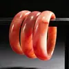 B4 pequena mercadoria vidro ágata vermelho jade pulseira diâmetro interno cerca de 6,3 cm transparente gelo transparente pulseira feminina atacado