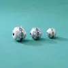 Cuentas Espaciadoras de Plata Pura 999 Cuentas Duras de Plata Estéreo Patrón de Loto Estéreo Cuentas Redondas Cuentas Espaciadoras Joyería de Plata DIY Cuerda Trenzada Accesorios para Ensartar Material