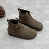 2025 Otoño/Invierno Nuevo Algodón y Lino Estilo Retro Slip-On Suela Suave Superficie Suave Hecho a Mano Botas Individuales Cuero de Ante Banda Elástica Zapatos