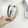 Diadema Estilo Coco Chanel Perla Tweed Retro Exquisita Lujo Ligero Muestra Temperamento Alto Valor Salida Diaria Versátil Tocado