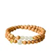 Pulsera de Madera de Durazno Natural y Jade de Campo, Segura y Propicia, Cuentas que Alejan el Mal, Pulsera de Madera Salvaje, Regalo para Hombres y Mujeres