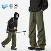 Edição Especial P25 Sem Diferença de Preço Estilo Montanha de Primavera Calça Cargo Ampla Plissada à Prova de Vento Resistente à Água para Homens K5659