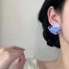 "Serenidade do Início do Verão" Brincos de Flor Coloridos com Contas, Presilhas para Orelhas Não Furadas, Exclusivos Brincos de Stud de Luxo Leve para Primavera e Verão
