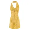26362-2026 Vestido Bodycon Sin Mangas Espalda Descubierta Estilo Europeo y Americano Nuevo Primavera/Verano para Mujer, Vestido Ajustado Sexy con Cuello Halter