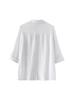 Camisa de Lino Mezclado para Mujer Nueva Dulce de Moda Casual Versátil de Longitud Media con Mangas Enrolladas - Primavera y Verano Europeo y Americano