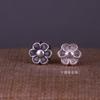 Prata Pura 999 Flor de Seis Pétalas Flor de Ameixeira Girassol Espaçadores Contas 3D Prata Dura Flor Transferência Contas Pulseira DIY Acessórios de Joalheria de Prata