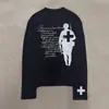 Camisetas Casuais Diárias Estilosas Y2K Versáteis Tendência com Estampa de Letras Cruzadas Gola Redonda Manga Longa para Homens e Mulheres Mesmo Estilo