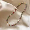 Pulseira de Pérolas de Água Doce Coloridas Pedra Natural Dopamina com Contas para Mulheres, Pulseira Colar de Cor Candy Colorida Mista de Nicho Levemente Luxuosa