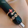 Anel de Flor Vermelha com Gotejamento de Óleo e Zircônia Banhado a Ouro Real 18K, Anel de Estilo Nicho de Alta Qualidade, Joias da Moda Chinesa Nova
