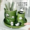 Portalápices Giratorio 360 Grados Panda Bambú para Niños, Niños, Estudiantes, Creativo y Lindo Contenedor de Bolígrafos de Alto Valor Decoración de Escritorio