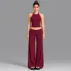 Conjunto de yoga transfronteiriço com costas bonitas e gola halter, roupa esportiva fitness para Pilates, conjunto de treino de corrida de secagem rápida para mulheres