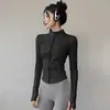 Roupa de Yoga, Top Esportivo de Corrida com Zíper, Gola Alta e Manga Longa para Fitness, Jaqueta Hot Girl, Jaqueta Esportiva Feminina com Cintura Marcada