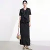 Conjunto plisado único, hermoso e impresionante para mujer de alta gama, un conjunto completo de dos piezas que consta de un cárdigan y una falda