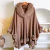 Transmissão Ao Vivo Promoção Imperdível Outono e Inverno Novo Manto Xale de Pele Falsa de Coelho Rex Tamanho Grande Feminino Cardigã de Lã Tricô Jaqueta Solta