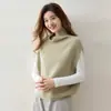 Chaleco de cachemira sin mangas de cuello alto para mujer, otoño e invierno 2026, tejido de punto grueso de 7 hilos con un patrón de puntada único, perfecto para usar en capas con suéteres
