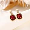 Yilu prata S925 prata esterlina banhado a ouro âmbar sangue retro luz luxo geométrico quadrado ovo superfície brincos elegantes brincos de prata