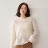 Nuevo Top de Punto de Cachemira de Color Sólido para Otoño e Invierno 2026, Camiseta Básica de Cuello Redondo con Diseño Hueco, Jersey Holgado de Moda para Mujer
