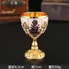 Copas pequeñas de tallo con diseño de rosas, copas de vino pequeñas, vasos individuales, copas de licor de alta gama estilo europeo, copas de vino pequeñas de metal creativas y retro para uso doméstico