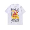 Camiseta de Manga Larga Estilo Americano Street Knocking Impresión Directa a Chorro Otoño Nuevo Estilo Lavada para Hombre Moda Nacional vintage Cuello Redondo Sudadera Fina