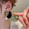 Pendientes de Perla de Camelia Francesa Dulces y Lindos, Pendientes Florales de Lujo Ligero con Incrustaciones de Diamantes Estilo Chanel, Accesorios de Oreja Suaves Vintage