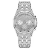 Relógio Masculino de Quartzo Totalmente Cravejado com Strass, Mostrador Triplo com Números Romanos, Pulseira de Aço Prateado, Relógio de Pulso Masculino de Luxo