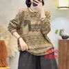 Nuevo suéter de punto artístico vintage de otoño para mujer, camiseta holgada casual de manga larga, suéter versátil, camiseta básica para mujer