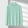 Camisa Polo de manga comprida cor sólida opcional multicolorida masculina outono novo estilo solta versátil casual gola lapela camiseta top comércio exterior