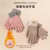 Guantes de Pantalla Táctil Invierno Forrados de Felpa Engrosados Cálidos y a Prueba de Frío Guantes de Punto Moda del Hogar Guantes de Lana para Dedos para Mujeres Ciclismo