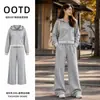 Nuevo conjunto de punto trenzado para mujer, otoño/invierno, con capucha, corte holgado, moderno y casual, de importación
